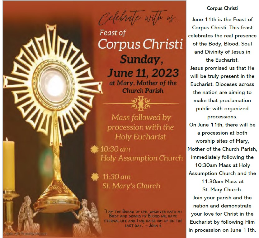 Corpus Christi Sunday – June 11, 2023
